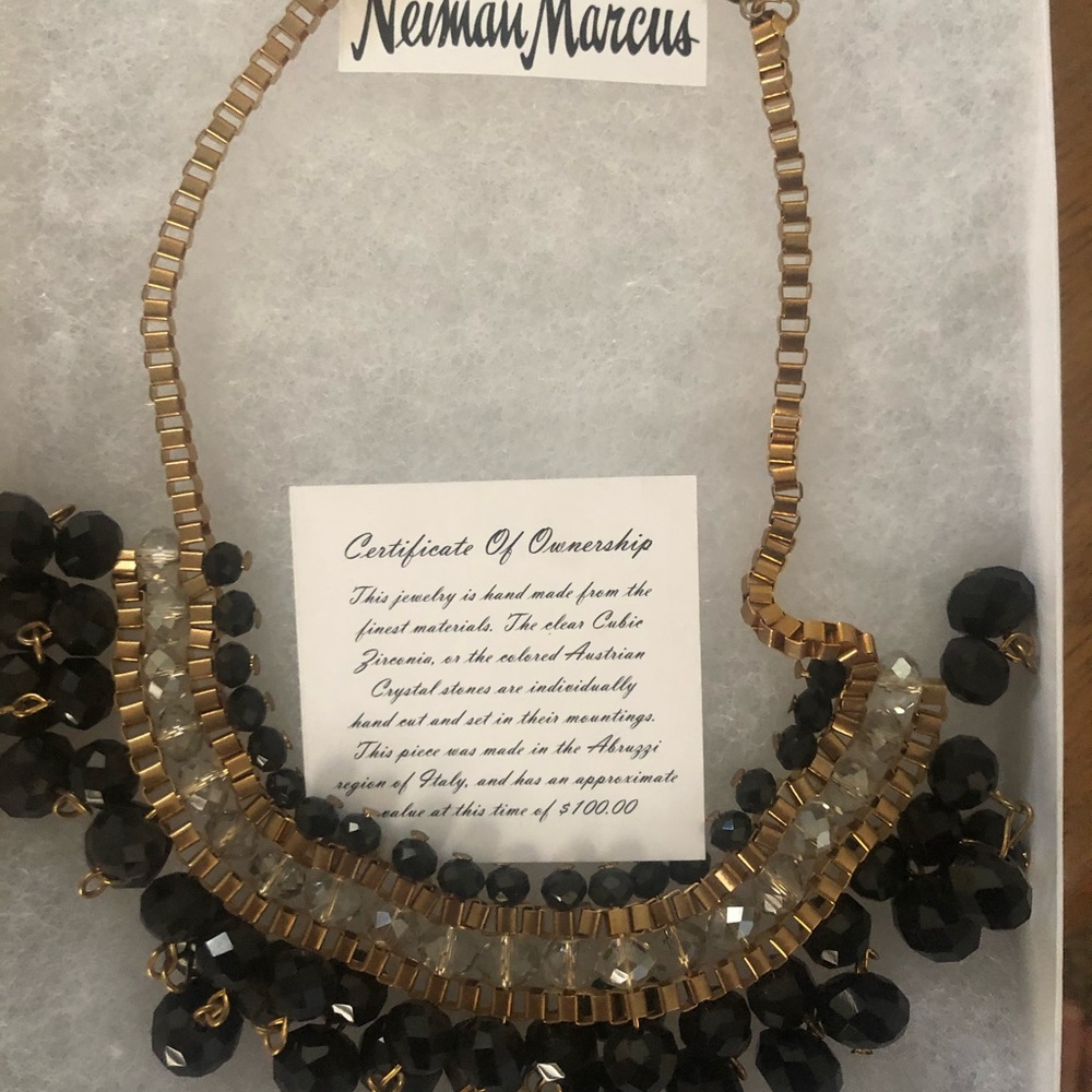 Beautiful Cubic Zirconia and Black Crystal Necklace